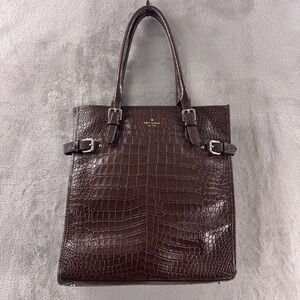 Kate Spade Vanston Jackson Tote Womens Large Mulled Wine Croc Cowhide Leather